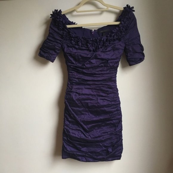 BCBG Max Azria Purple Flower Detail Dress - Picture 4 of 7